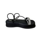 Sandalia Flat Preta Com Strass