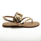 Sandália Flat Sapato da Corte Vazada Moedas Tachas