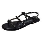 Sandália Flat Spike Couro Preto/Onix Sandália Flat Spike Couro Preto/Onix
