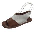 Sandália Flat tiras autocolantes Couro Branco/Tan/Telha