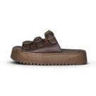 Sandália Flatform Com Fivelas Marrom