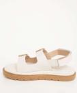 Sandália Flatform Feminina Fivela tiras autocolantes Off White-84016