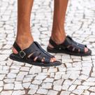 Sandália Franciscana Masculina em Couro Ortopédica Anti-Stress Leve Confortável Chinelo Tira uso Duplo