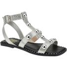 Sandália Gladiadora com Rebites Rasteira Flat Spikes Confortável Fivela 260-01