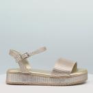Sandália Infantil Feminina Alana Flatform Tramado Dourada 756.007
