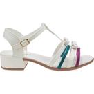 Sandália Infantil Feminina Menina Saltinho Bloco Fivela Laço Strass Branco LiaMalia