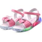 Sandália Infantil Luzinha Menina Sola Led Laço Rosa Gatatuya