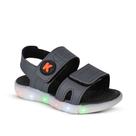 Sandália Infantil Menino Kidy Wave Light com LED Grafite Preto Pisca Pisca -