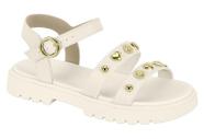 Sandalia Infantil Molekinha Menina Fashion Detalhes Dourados Conforto