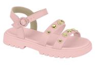 Sandalia Infantil Molekinha Menina Fashion Detalhes Dourados Conforto