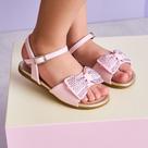 Sandália Infantil Pampili Mili Laço com Glitter e Strass Rosa Suspiro 642082 1
