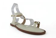 Sandalia Littz Rasteira Adornada Tira Com Fivela Off White