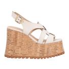 Sandália Luiza Barcelos Feminina Off White Plataforma Couro