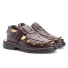 Sandália Masculina Confeccionada Couro Fecho Ajustável Leve Macia