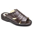 Sandália Masculina Couro Ortopédica Chinela Gel Ranster Tam 44 Cor Café