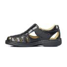 Sandália Masculina Papete Gel Macia Antiestresse Couro Preto