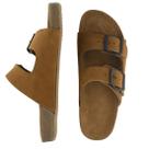 Sandália Masculino Papete De Couro Taupe Verão Confort Leve