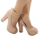 Sandália Meia Pata Salto Grosso 12 cm Napa Rosado ER245 Sandália Meia Pata Salto Grosso 12 cm Napa Rosado ER245