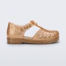 Sandalia mini melissa aranha 79 ii bb bege glitter bronze -