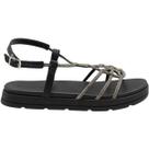 Sandália Moleca Black Diamond Tiras Strass Feminina