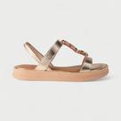 Sandália Papete Dakota Flat Com Pedras Metalizada Dourado