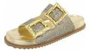 Sandalia Papete Feminina Aberta Com Detalhe De Fivela Moda