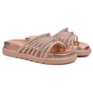 Sandália papete feminina brilho flat nanda