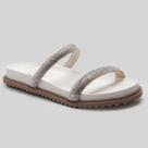 Sandália Papete Feminina com Pedraria Off White Anatomica