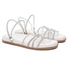 Sandália Papete Feminina De Strass Branco Trançada Confortável Plana Slide Sandália Papete Feminina De Strass Branco Trançada Confortável Plana Slide