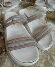 Sandália Papete Feminina Moleca Tira Valência Strass Brilho Moda Casual Conforto
