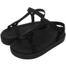 Sandália Papete Feminina Plataforma Tiras Flatform Preto