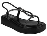Sandália papete feminina via scarpa 18394 flatform tiras em strass