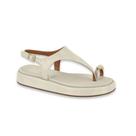 Sandalia Papete Feminina Vizzano, Branco Off e Dourado, Fivela, Verão, Flatform, 6506.127