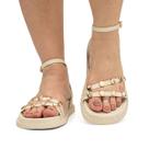 Sandália Papete Flat Feminina Fatflorm Plataforma Brilho Metalizado Casual