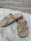 Sandália Papete Glitter 3 tiras feminina rasteirinha chinelo confortavel