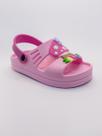 Sandália Papete Infantil Menina Plataforma Cogumelo Flores Borboleta Confortável e Macio Tira Pink