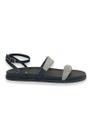 Sandália Papete Preto Brilho Prata CL FLAT Sandália Papete Preto Brilho Prata CL FLAT