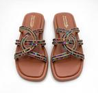 sandalia papete rasteirinha feminina flat brilho strass luxo macia