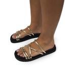 Sandalia Papete Rasteirinha Feminina Flat Com Strass Sandalia Papete Rasteirinha Feminina Flat Com Strass