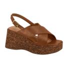 Sandália Plataforma Feminina Tira Cruzada Anabela Cortiça Vizzano Camel / Napa 36