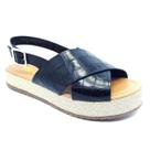 Sandália Preta Flatform Croco Trançada Sandália Preta Flatform Croco Trançada