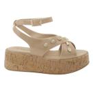 Sandalia quiz feminina salto medio platforma casual 69-1458-03 bege