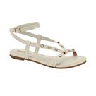 Sandália Rasteira Casual Beira Rio Feminina Tachas Off White Cor:Off WhiteTamanho:38