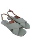 Sandália rasteira com fivela femininas labelly cruzada bico quadrado cores neutras do 34 ao 40