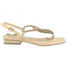Sandália rasteira couro off white pedraria maithe 180b42