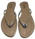 Sandalia rasteira feminina prata strass Via Bag BGX047