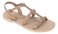 Sandália Rasteira Feminino Adulto Spikes Tiras Moda Confortável antiderrapante 10284