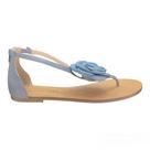 Sandália rasteira flor calcanhar fechado azul maithe 95235