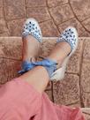 Sandália Romero Anabela 5 cm Bordado Azul Jeans