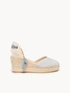 Sandália Romero Anabela 8 cm Camurça Azul Claro